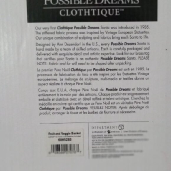 Santa Fruit and Veggie Basket NIB Decor Dept 56 #6005283 Lighted Tree - Picture 4 of 6